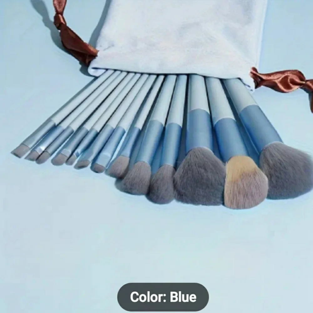 High-Quality Professional Makeup Brushes, Green, Blue, Brown